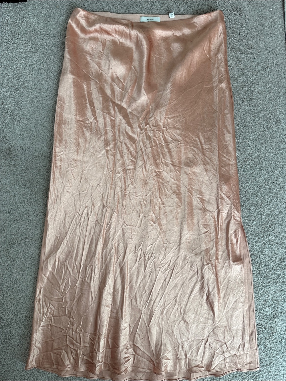 Vince Rose Gold Satin Maxi Slip skirt